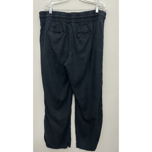 Athleta Women's Size 16 Cabo Linen Wide Leg Pant Chambray Baggy Black Lagenlook - Picture 2 of 6